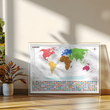 Carregar imagem no visualizador da galeria, Pôster Mapa Mundi Viagens Gigante Decorativo - Colorido - Inclui Adesivo Pins - A1