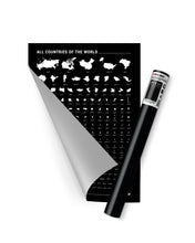 Carregar imagem no visualizador da galeria, Combo - Mapa Mundi com 240 Países por Ordem de Tamanho e Maravilhas da Arquitetura - Preto - A2