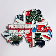Carregar imagem no visualizador da galeria, Imã Irlanda do Norte - Imã Geladeira Irlanda do Norte em Metal com Mapa, Bandeira, Cidades e Símbolos