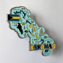 Carregar imagem no visualizador da galeria, Imã Bahamas - Imã Geladeira Metal Bahamas com Mapa, Bandeira, Cidades e Símbolos