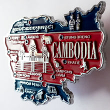 Carregar imagem no visualizador da galeria, Imã Camboja - Imã Geladeira Camboja em Metal com Mapa, Bandeira, Cidades e Símbolos