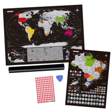 Carregar imagem no visualizador da galeria, Combo Mapa Raspadinha - Mapa Mundi Raspar + Mapa Brasil + Adesivo Pins - Prata