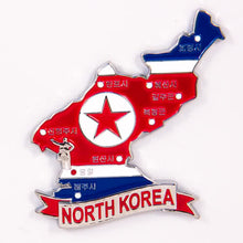 Carregar imagem no visualizador da galeria, Imã Coréia do Norte - Imã Geladeira Coréia do Norte em Metal com Mapa, Bandeira, Cidades e Símbolos