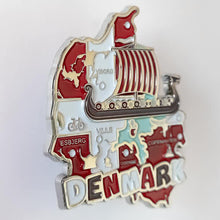 Carregar imagem no visualizador da galeria, Imã Dinamarca - Imã Geladeira Dinamarca em Metal com Mapa, Bandeira, Cidades e Símbolos