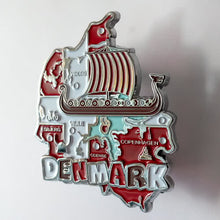 Carregar imagem no visualizador da galeria, Imã Dinamarca - Imã Geladeira Dinamarca em Metal com Mapa, Bandeira, Cidades e Símbolos