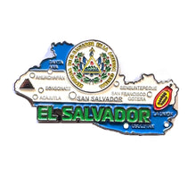 Carregar imagem no visualizador da galeria, Imã El Salvador - Imã Geladeira Metal El Salvador com Mapa, Bandeira, Cidades e Símbolos