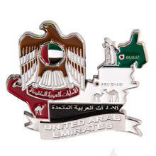 Carregar imagem no visualizador da galeria, Imã Emirados Árabes Unidos - Imã Geladeira em Metal com Mapa, Bandeira, Cidades e Símbolos