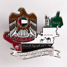 Carregar imagem no visualizador da galeria, Imã Emirados Árabes Unidos - Imã Geladeira em Metal com Mapa, Bandeira, Cidades e Símbolos