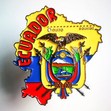 Carregar imagem no visualizador da galeria, Imã Equador - Imã Geladeira Equador em Metal com Mapa, Bandeira, Capital e Símbolos