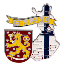 Carregar imagem no visualizador da galeria, Imã Finlândia - Imã Geladeira Finlândia em Metal com Mapa, Bandeira, Cidades e Símbolos