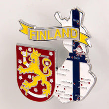 Carregar imagem no visualizador da galeria, Imã Finlândia - Imã Geladeira Finlândia em Metal com Mapa, Bandeira, Cidades e Símbolos