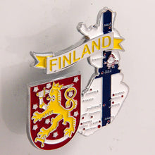 Carregar imagem no visualizador da galeria, Imã Finlândia - Imã Geladeira Finlândia em Metal com Mapa, Bandeira, Cidades e Símbolos