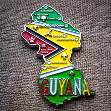 Carregar imagem no visualizador da galeria, Imã Guiana - Imã Geladeira Guiana em Metal com Mapa, Bandeira, Cidades e Símbolos