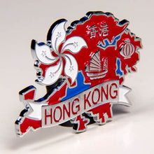 Carregar imagem no visualizador da galeria, Imã Hong Kong - Imã Geladeira Hong Kong em Metal com Mapa, Bandeira e Símbolos