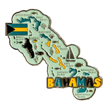 Carregar imagem no visualizador da galeria, Imã Bahamas - Imã Geladeira Metal Bahamas com Mapa, Bandeira, Cidades e Símbolos