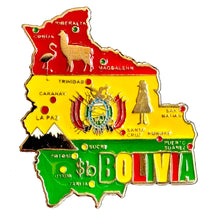 Carregar imagem no visualizador da galeria, Imã Bolívia - Imã Geladeira Bolívia em Metal com Mapa, Bandeira, Cidades e Símbolos