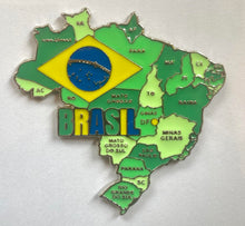 Carregar imagem no visualizador da galeria, Imã Brasil - Imã de Geladeira Brasil em Metal com Mapa, Bandeira e Estados