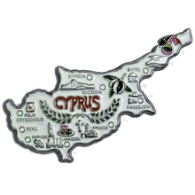 Carregar imagem no visualizador da galeria, Imã Chipre - Imã Geladeira Chipre em Metal com Mapa, Bandeira, Cidades e Símbolos