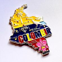 Carregar imagem no visualizador da galeria, Imã Colômbia - Imã Geladeira Colômbia em Metal com Mapa, Bandeira, Cidades e Símbolos