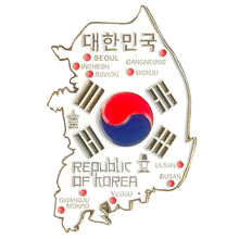Carregar imagem no visualizador da galeria, Imã Coréia do Sul - Imã Geladeira Coréia do Sul em Metal com Mapa, Bandeira, Cidades e Símbolos