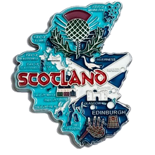 Carregar imagem no visualizador da galeria, Imã Escócia - Imã Geladeira Escócia em Metal com Mapa, Bandeira, Cidades e Símbolos
