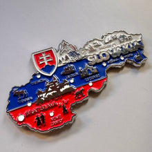 Carregar imagem no visualizador da galeria, Imã Eslováquia - Imã Geladeira Eslováquia em Metal com Mapa, Bandeira, Cidades e Símbolos