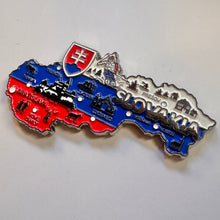 Carregar imagem no visualizador da galeria, Imã Eslováquia - Imã Geladeira Eslováquia em Metal com Mapa, Bandeira, Cidades e Símbolos