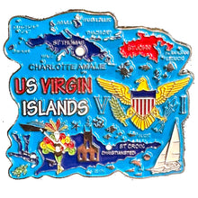 Carregar imagem no visualizador da galeria, Imã Ilhas Virgens Americanas - Imã Geladeira Metal com Mapa, Bandeira, Cidades e Símbolos