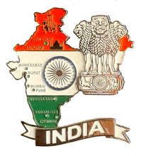 Carregar imagem no visualizador da galeria, Imã India - Imã Geladeira India em Metal com Mapa, Bandeira, Cidades e Símbolos