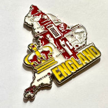 Carregar imagem no visualizador da galeria, Imã Inglaterra - Imã Geladeira Inglaterra em Metal com Mapa, Bandeira, Cidades e Símbolos