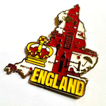 Carregar imagem no visualizador da galeria, Imã Inglaterra - Imã Geladeira Inglaterra em Metal com Mapa, Bandeira, Cidades e Símbolos
