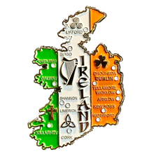 Carregar imagem no visualizador da galeria, Imã Irlanda - Imã Geladeira Irlanda em Metal com Mapa, Bandeira, Cidades e Símbolos