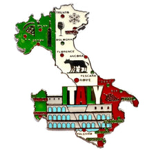 Carregar imagem no visualizador da galeria, Imã Itália - Imã Geladeira Itália em Metal com Mapa, Bandeira, Cidades e Símbolos