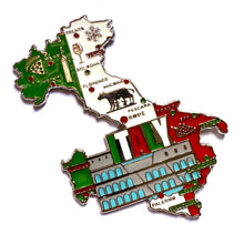 Carregar imagem no visualizador da galeria, Imã Itália - Imã Geladeira Itália em Metal com Mapa, Bandeira, Cidades e Símbolos