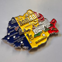 Carregar imagem no visualizador da galeria, Imã Romênia - Imã Geladeira Romênia em Metal com Mapa, Bandeira, Cidades e Símbolos