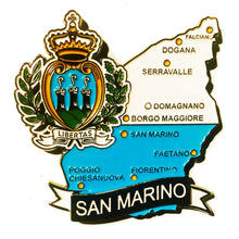 Carregar imagem no visualizador da galeria, Imã San Marino - Imã Geladeira San Marino em Metal com Mapa, Bandeira, Cidades e Símbolos
