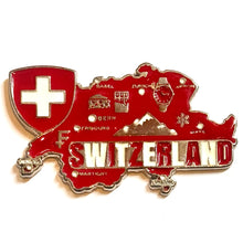 Carregar imagem no visualizador da galeria, Imã Suíça - Imã Geladeira Suíça em Metal com Mapa, Bandeira, Cidades e Símbolos