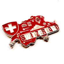 Carregar imagem no visualizador da galeria, Imã Suíça - Imã Geladeira Suíça em Metal com Mapa, Bandeira, Cidades e Símbolos