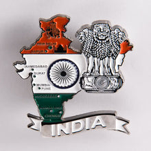 Carregar imagem no visualizador da galeria, Imã India - Imã Geladeira India em Metal com Mapa, Bandeira, Cidades e Símbolos