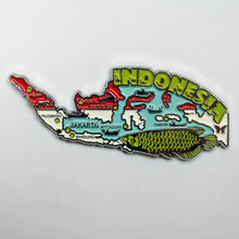Carregar imagem no visualizador da galeria, Imã Indonesia - Imã Geladeira Indonesia em Metal com Mapa, Bandeira, Cidades e Símbolos