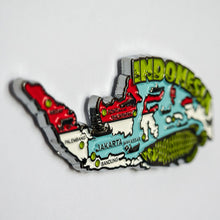 Carregar imagem no visualizador da galeria, Imã Indonesia - Imã Geladeira Indonesia em Metal com Mapa, Bandeira, Cidades e Símbolos