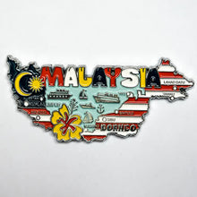 Carregar imagem no visualizador da galeria, Imã Malásia - Imã Geladeira Malásia em Metal com Mapa, Bandeira, Cidades e Símbolos