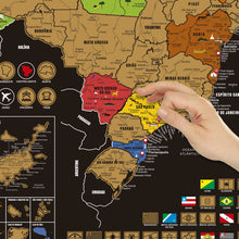 Carregar imagem no visualizador da galeria, Combo Mapa Raspadinha Flags - Mapa Mundi Raspar + Mapa Brasil + Adesivo Pins - Dourado
