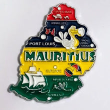 Carregar imagem no visualizador da galeria, Imã Ilhas Maurício - Imã Geladeira Metal Maurício com Mapa, Bandeira, Cidades e Símbolos