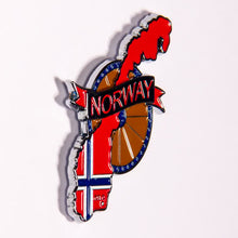 Carregar imagem no visualizador da galeria, Imã Noruega - Imã Geladeira Noruega em Metal com Mapa, Bandeira, Cidades e Símbolos