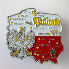 Carregar imagem no visualizador da galeria, Imã Polônia- Imã Geladeira Polônia em Metal com Mapa, Bandeira, Cidades e Símbolos