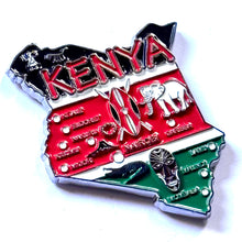Carregar imagem no visualizador da galeria, Imã Quênia - Imã Geladeira Metal Quênia com Mapa, Bandeira, Cidades e Símbolos
