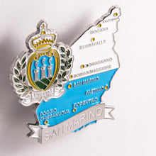 Carregar imagem no visualizador da galeria, Imã San Marino - Imã Geladeira San Marino em Metal com Mapa, Bandeira, Cidades e Símbolos