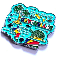 Carregar imagem no visualizador da galeria, Imã Seychelles - Imã Geladeira Metal  Ilhas Seychelles com Mapa, Bandeira, Cidades e Símbolos