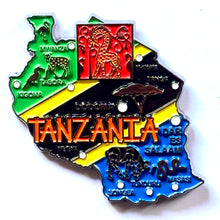 Carregar imagem no visualizador da galeria, Imã Tanzânia - Imã Geladeira Metal Tanzânia  com Mapa, Bandeira, Cidades e Símbolos